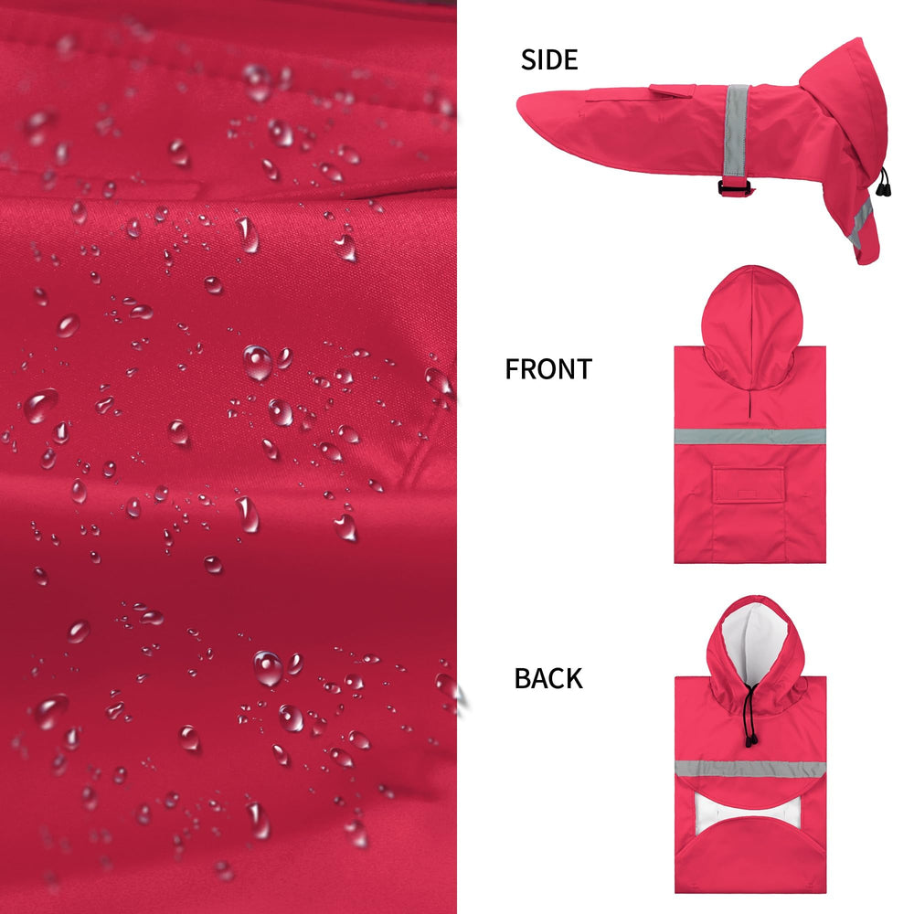 NACOCO dog raincoat back showing the reflective strip.