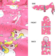 NACOCO dog raincoat shown from the back with its reflective strip.