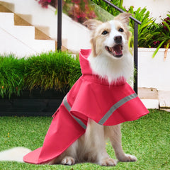 NACOCO dog raincoat close-up highlighting the red unicorn pattern.