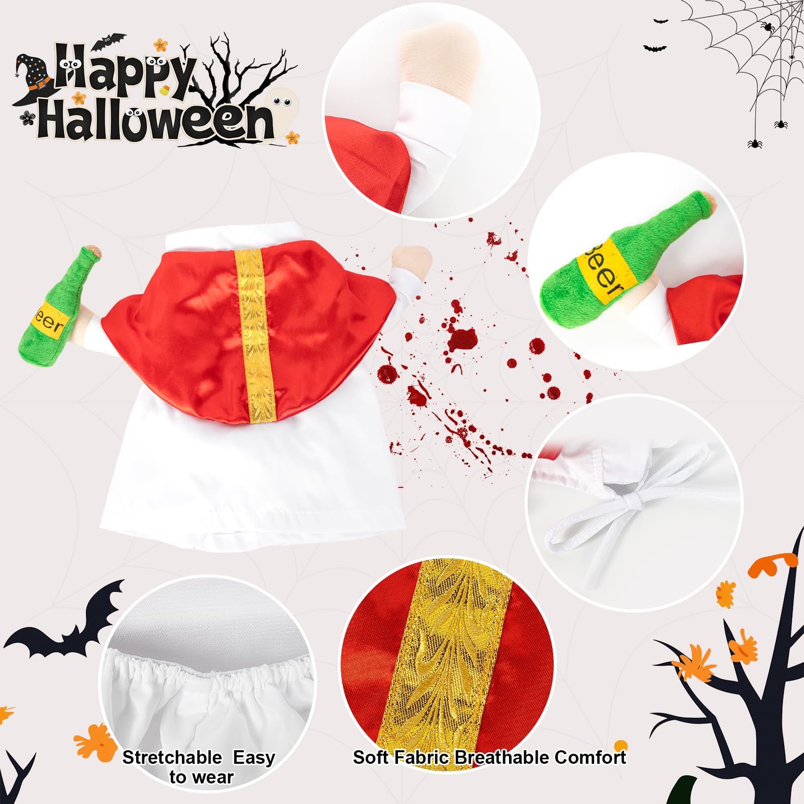 NACOCO pope pet costume showing its adjustable back straps.