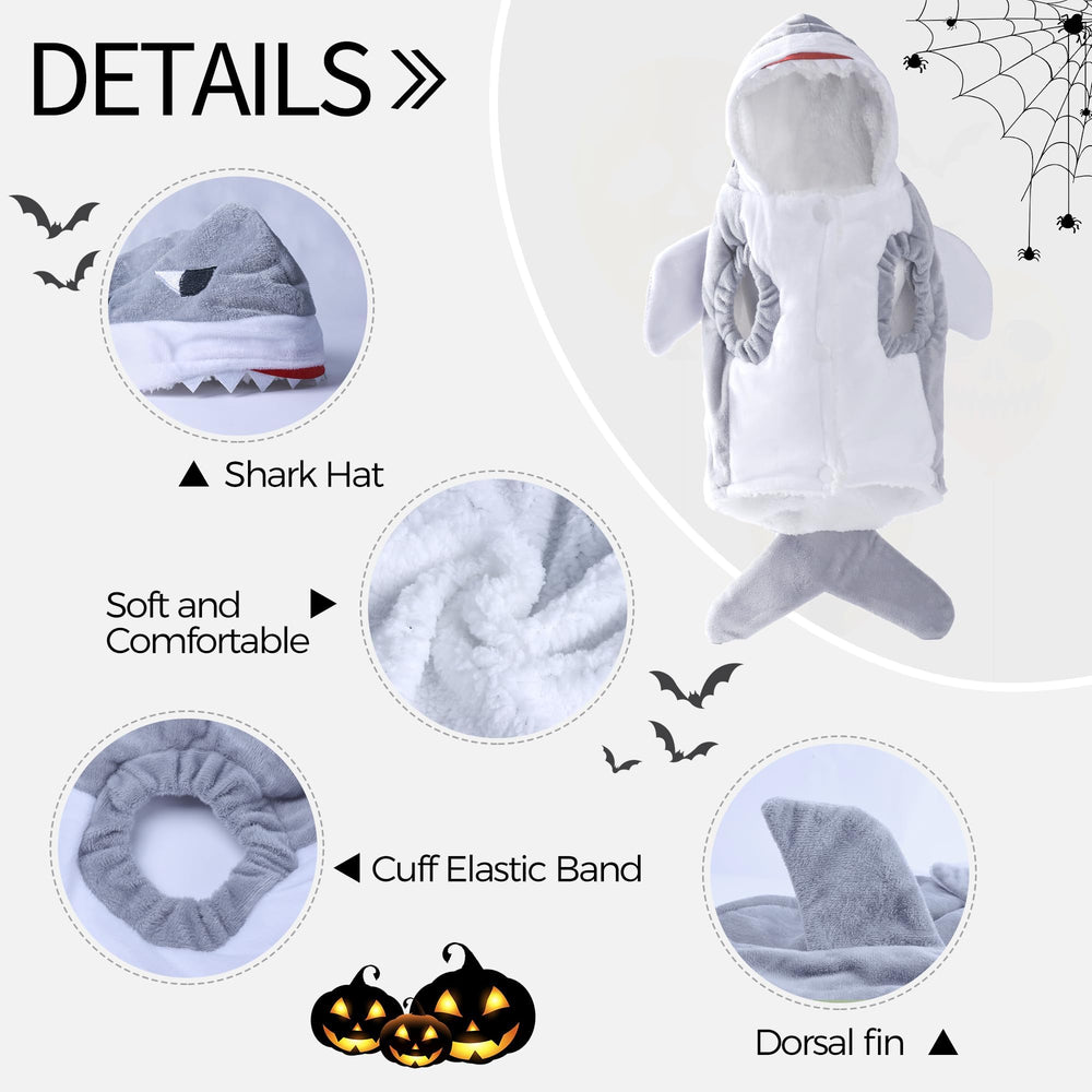 NACOCO shark pet costume showing its button opening.