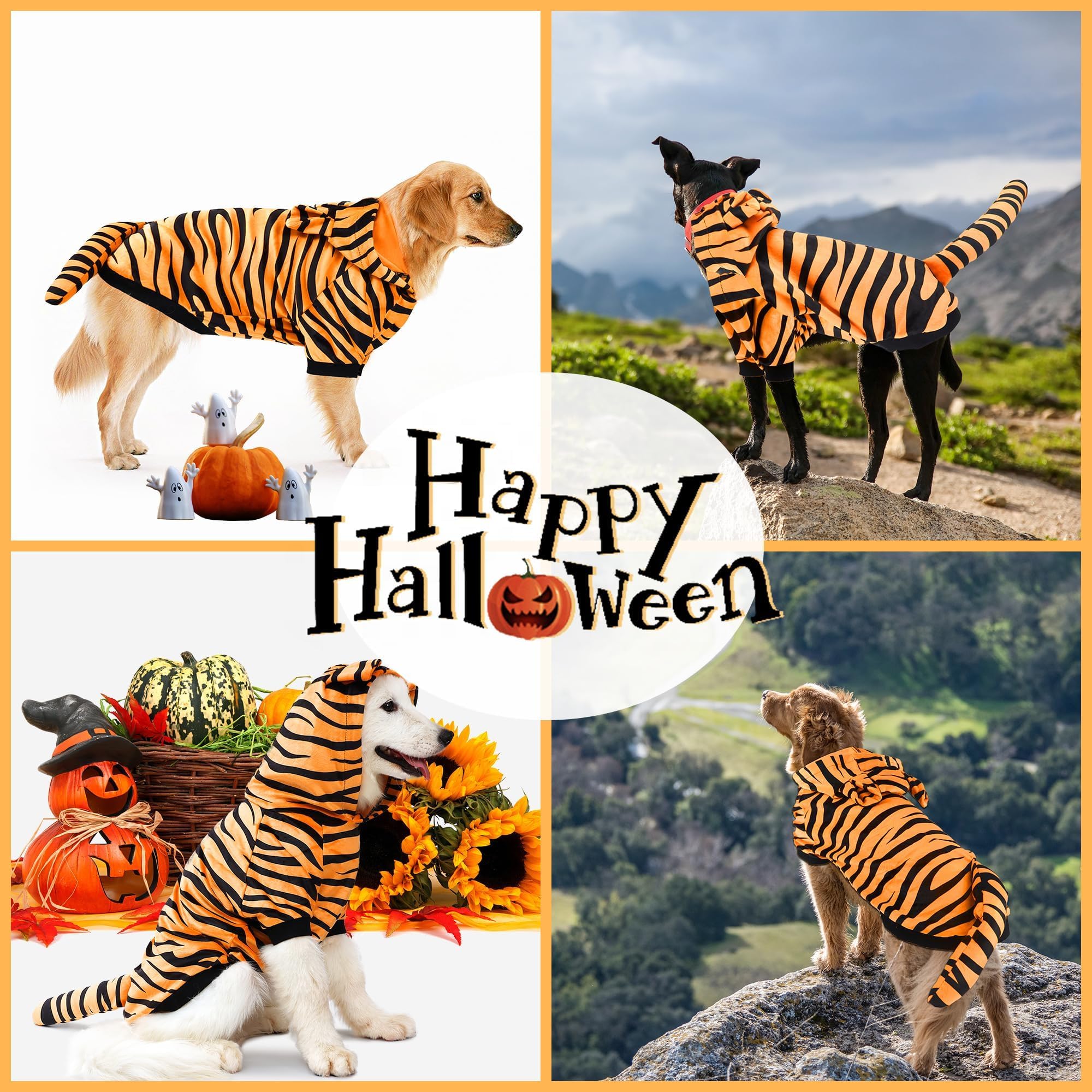 NACOCO tiger pet hoodie size L measurement guide.