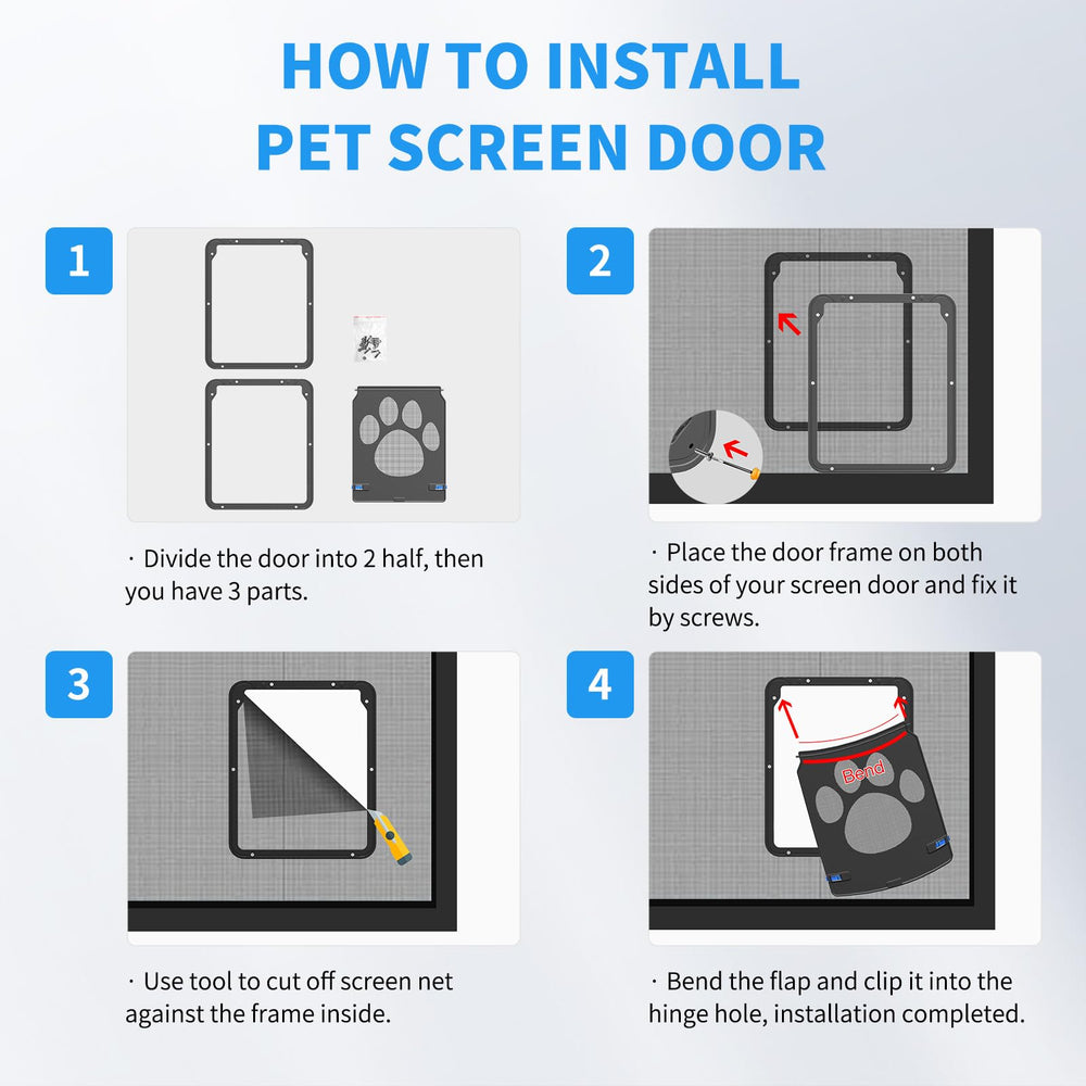 NAMSAN Cat Screen Door ABS plastic frame shown in detail.
