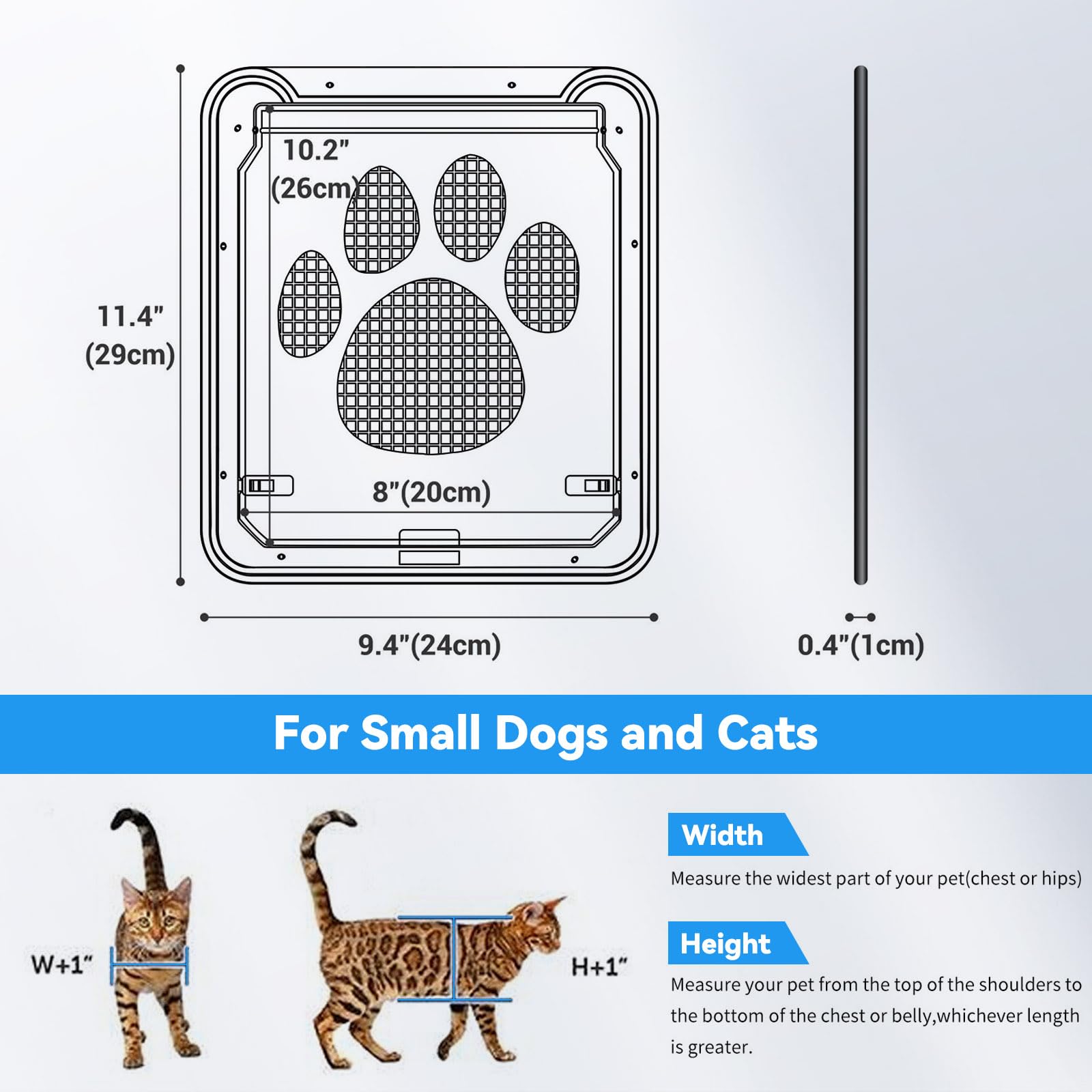 NAMSAN Cat Screen Door hinge and screw components shown close up.