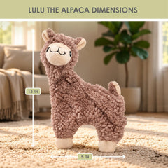 NANDOG alpaca plush dog toy shown from the side.