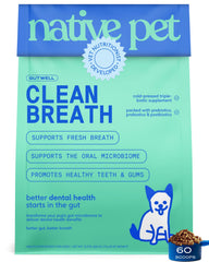 Native Pet Clean Breath dog dental powder shown from the front.
