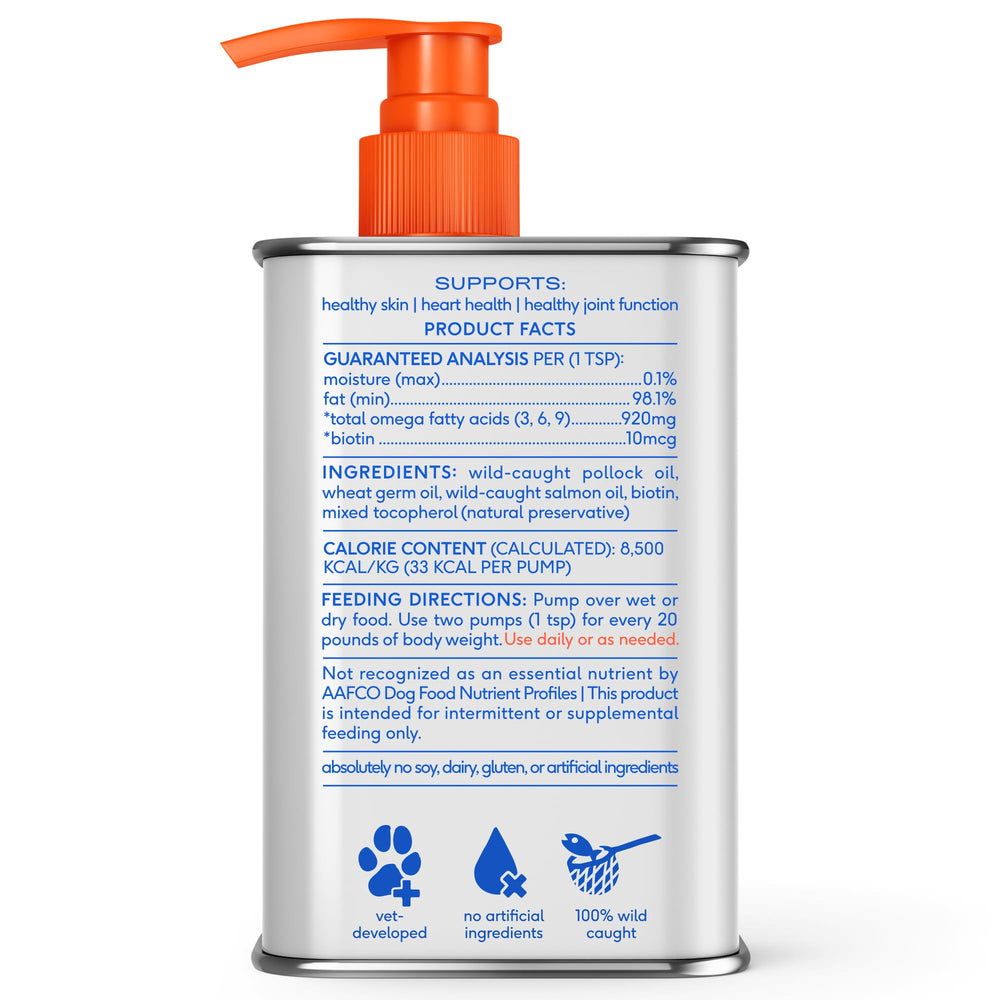 Native Pet Omega 3 Fish Oil bottle label showing product guidance.
