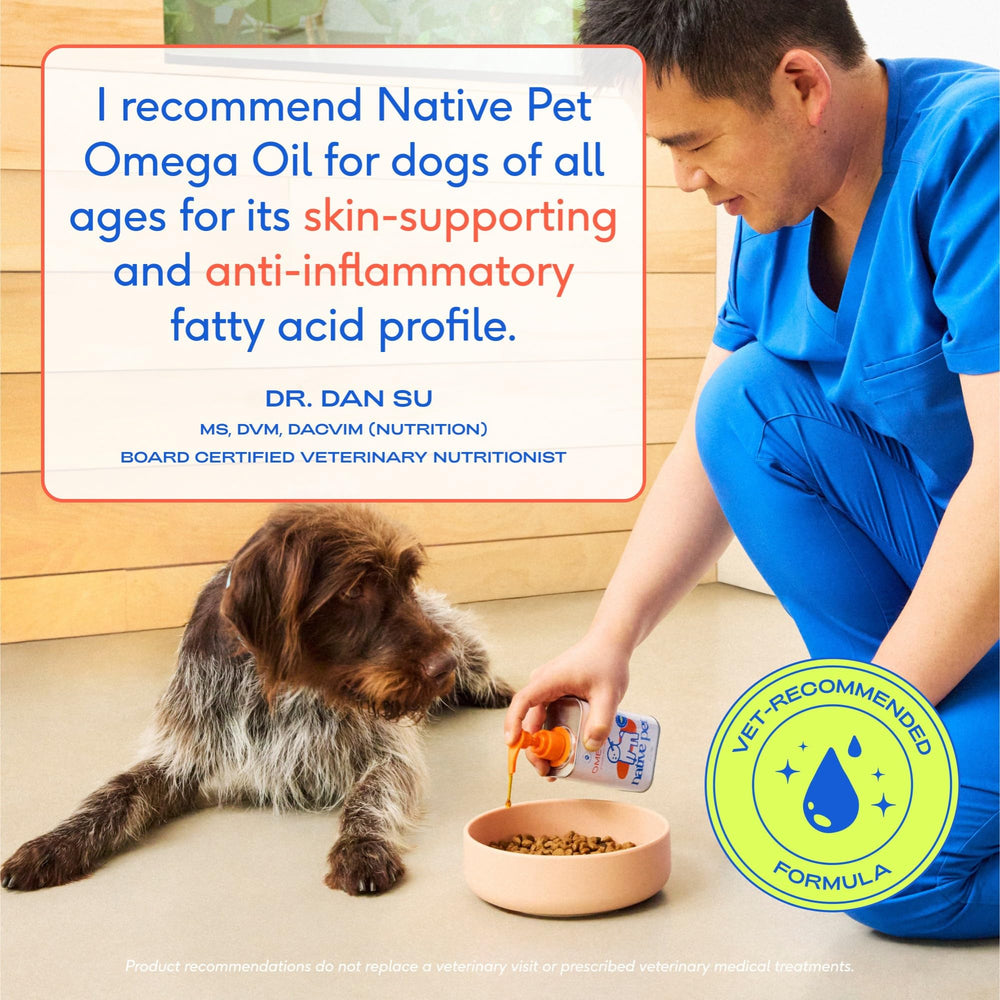 Native Pet Omega 3 Fish Oil mixed into a serving of wet dog food.
