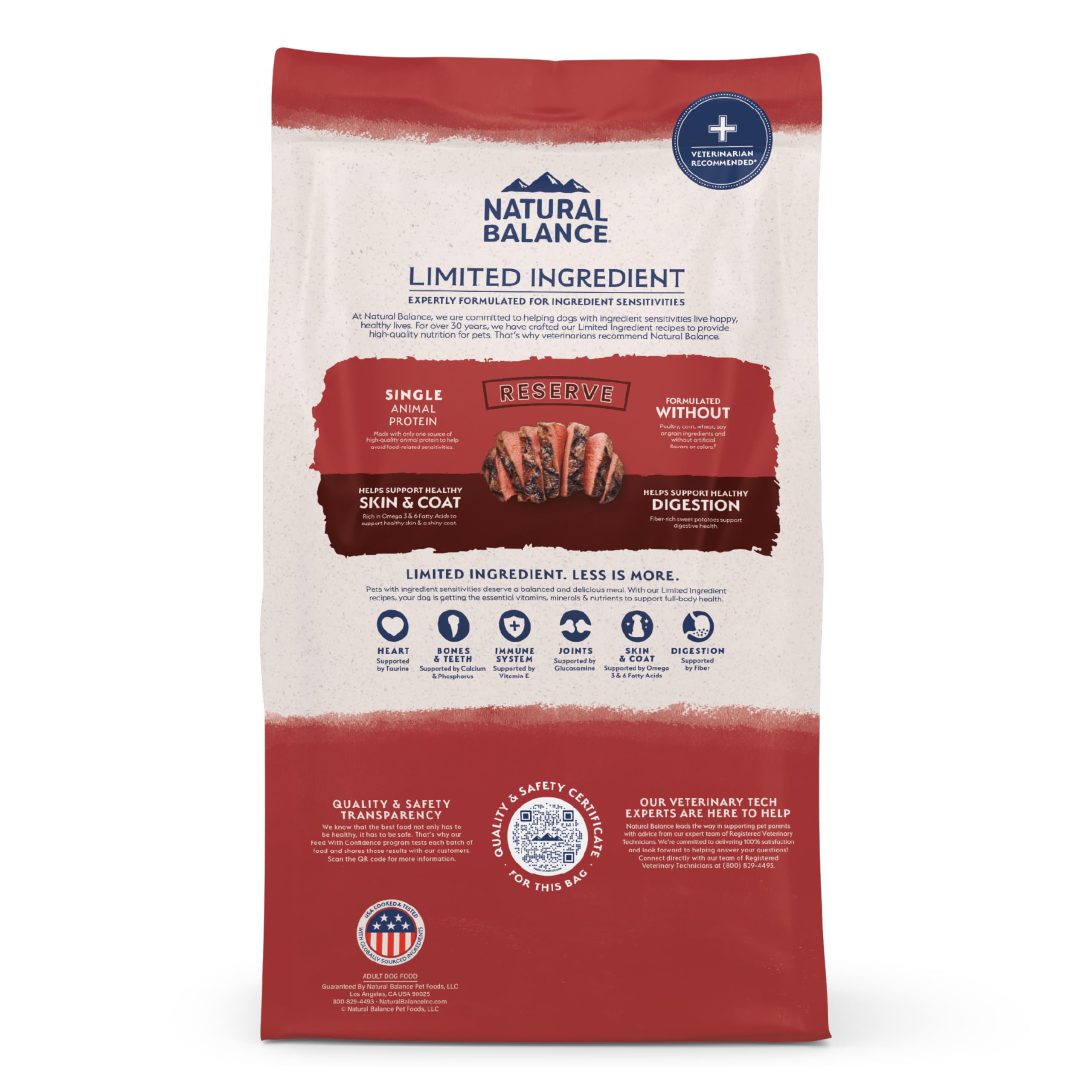 Natural Balance bison and sweet potato dog food package in a full product view.