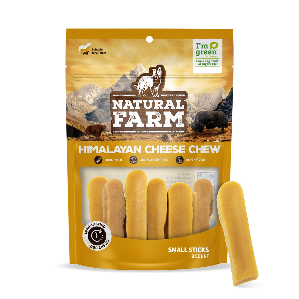 Natural Farm Himalayan Yak Cheese Chews shown with the package front facing forward.