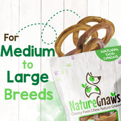 Five Nature Gnaws bully stick rings shown together as the product contents.