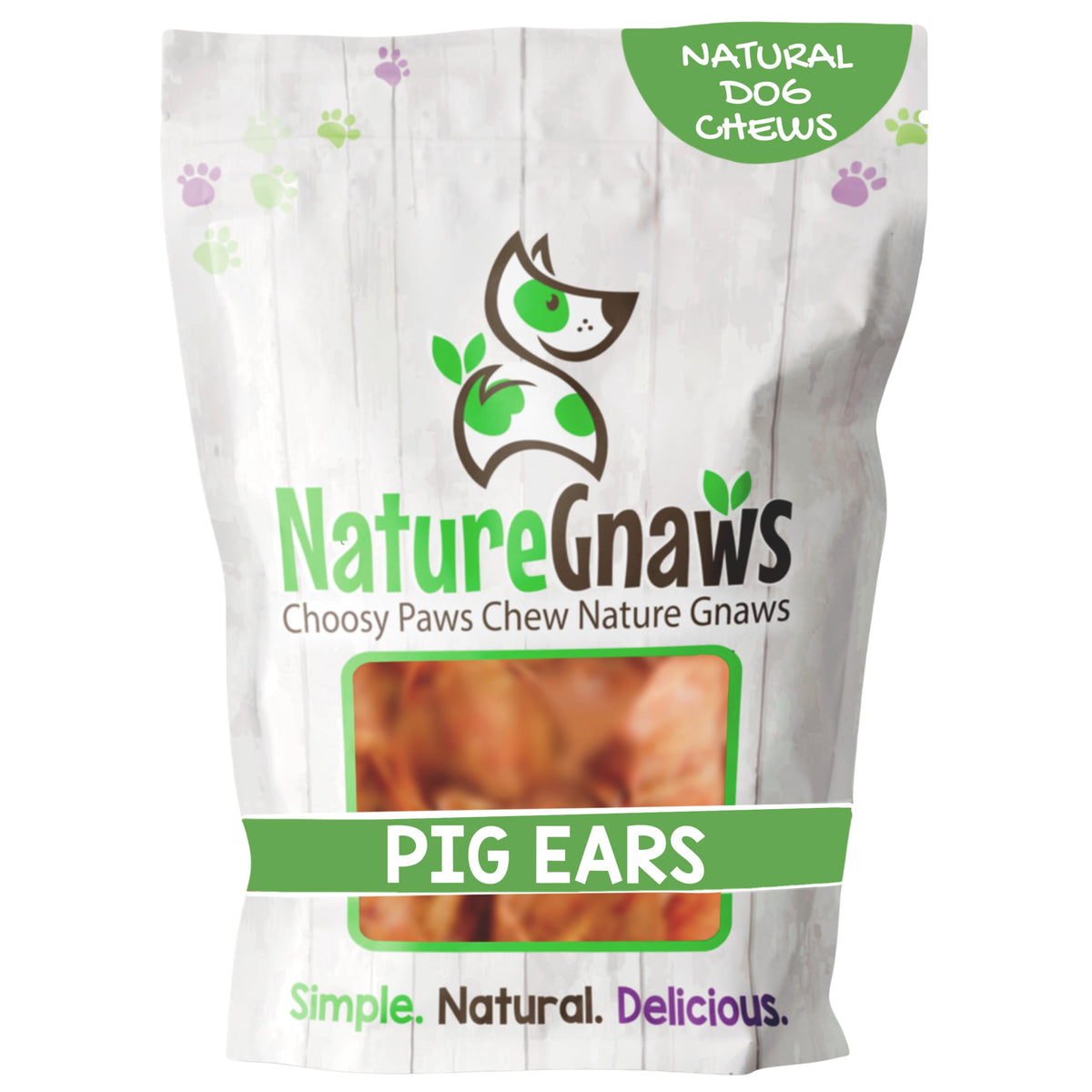 Nature Gnaws Pig Ears pack shown from the front.