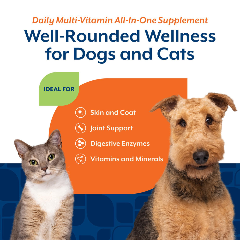 NaturVet All-in-One Cat & Dog Supplement shown in a serving-focused view.