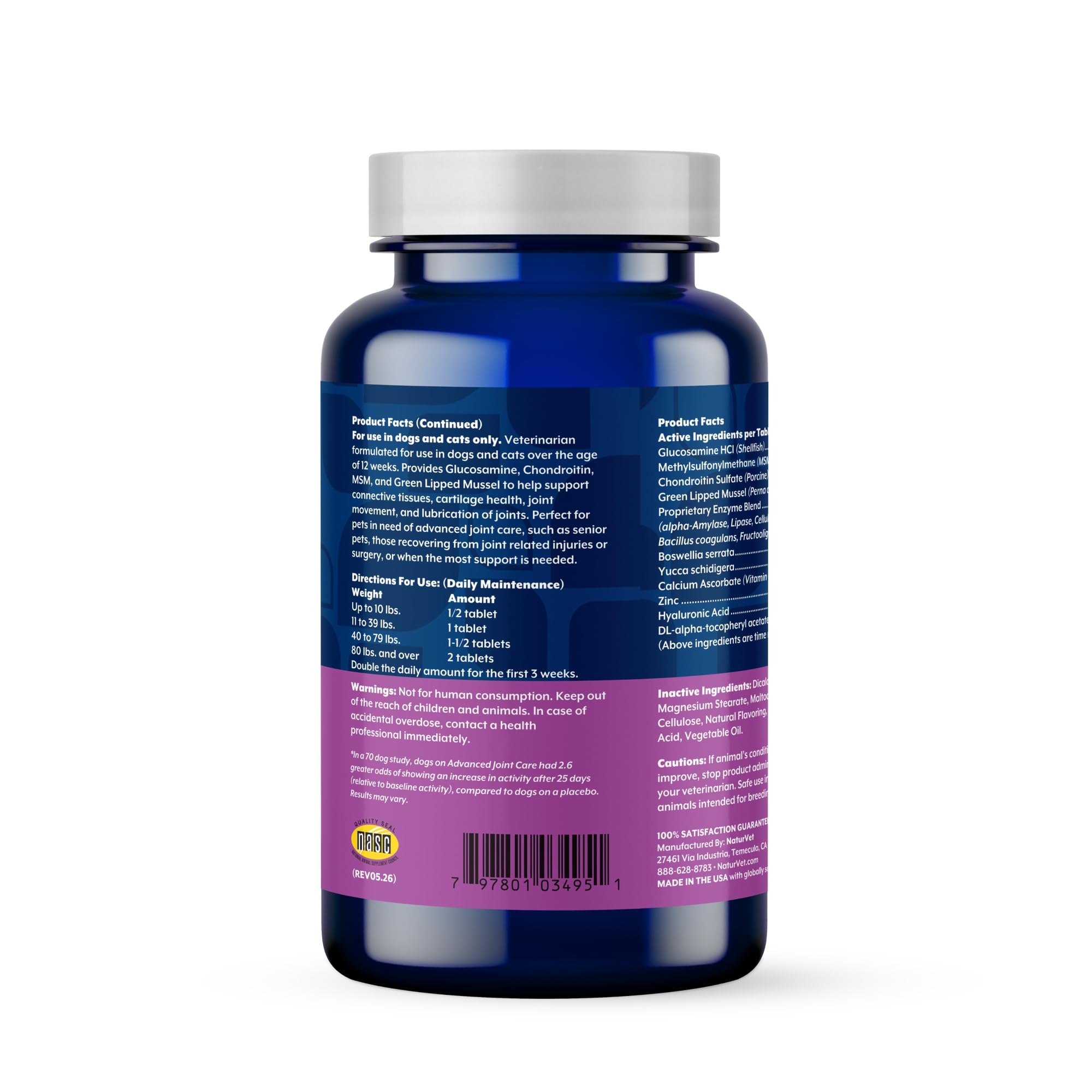 NaturVet ArthriSoothe-Gold Level 3 formula for joint and connective tissue support.