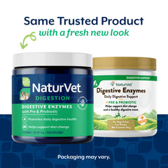 NaturVet Digestive Enzymes packaging shown in close-up.