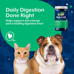 NaturVet Digestive Enzymes powder shown in a close-up detail.