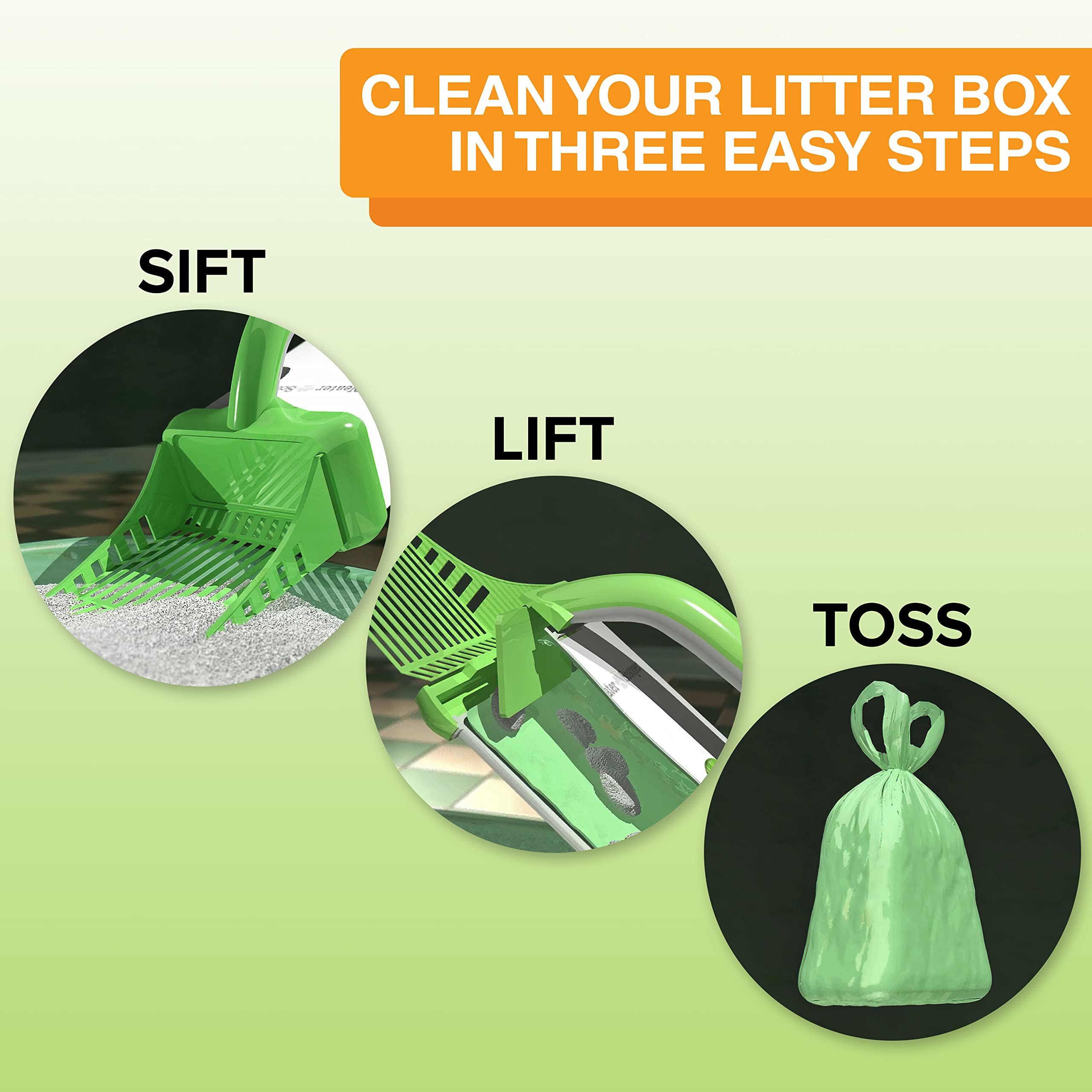 Neater Pet Brands Neater Scooper Standard being used to scoop cat litter.