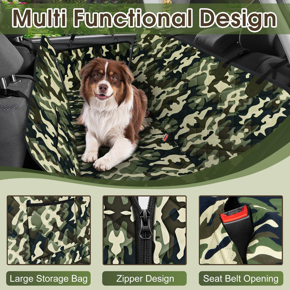 NECKORY dog car seat cover arranged as a back-seat hammock.