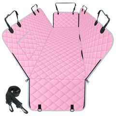 NECKORY dog car seat cover shown from the front in pink and grey.