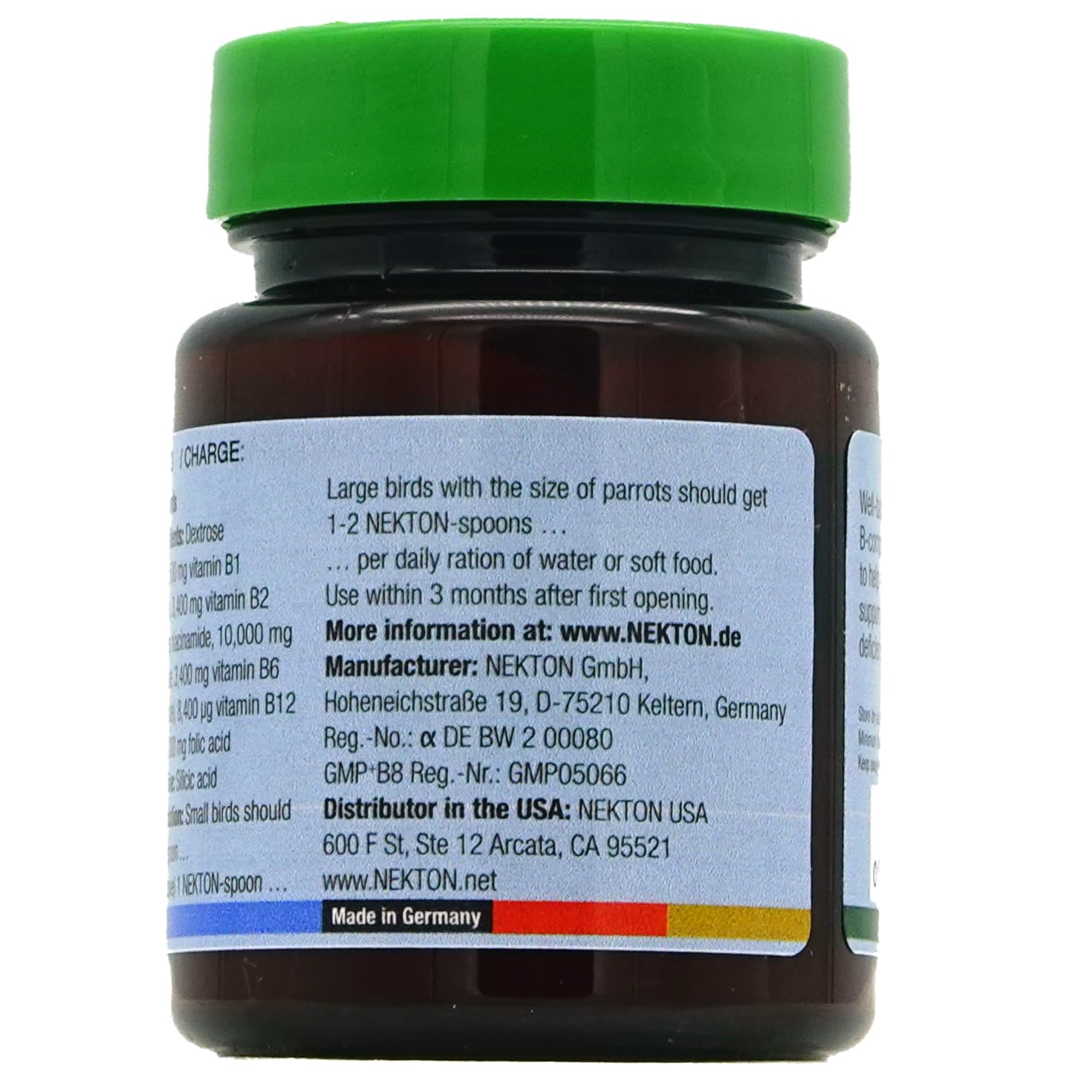 NEKTON B-Komplex bird supplement package shown from the side.