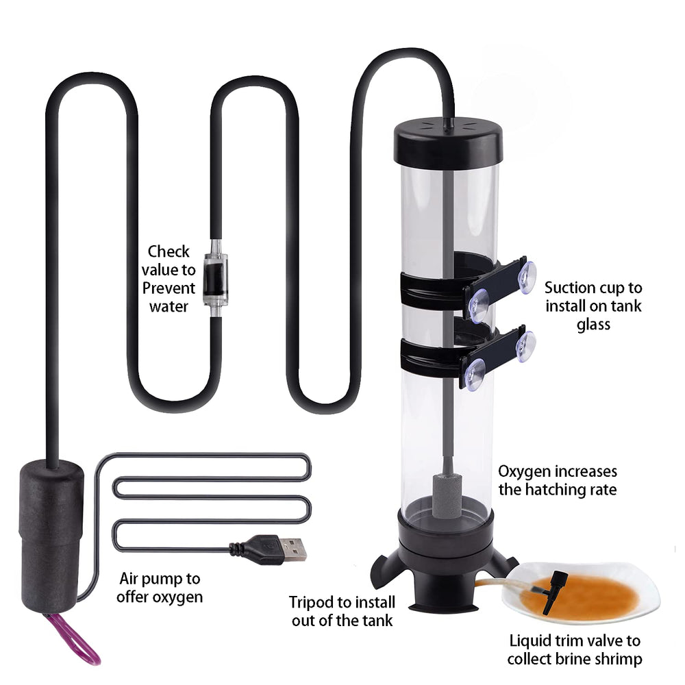 NestBasics brine shrimp hatchery kit showing the USB air pump and tubing.
