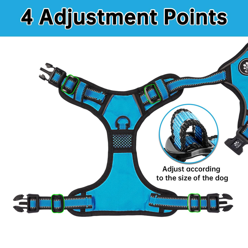 NESTROAD dog harness close-up showing its quick-release buckle details.