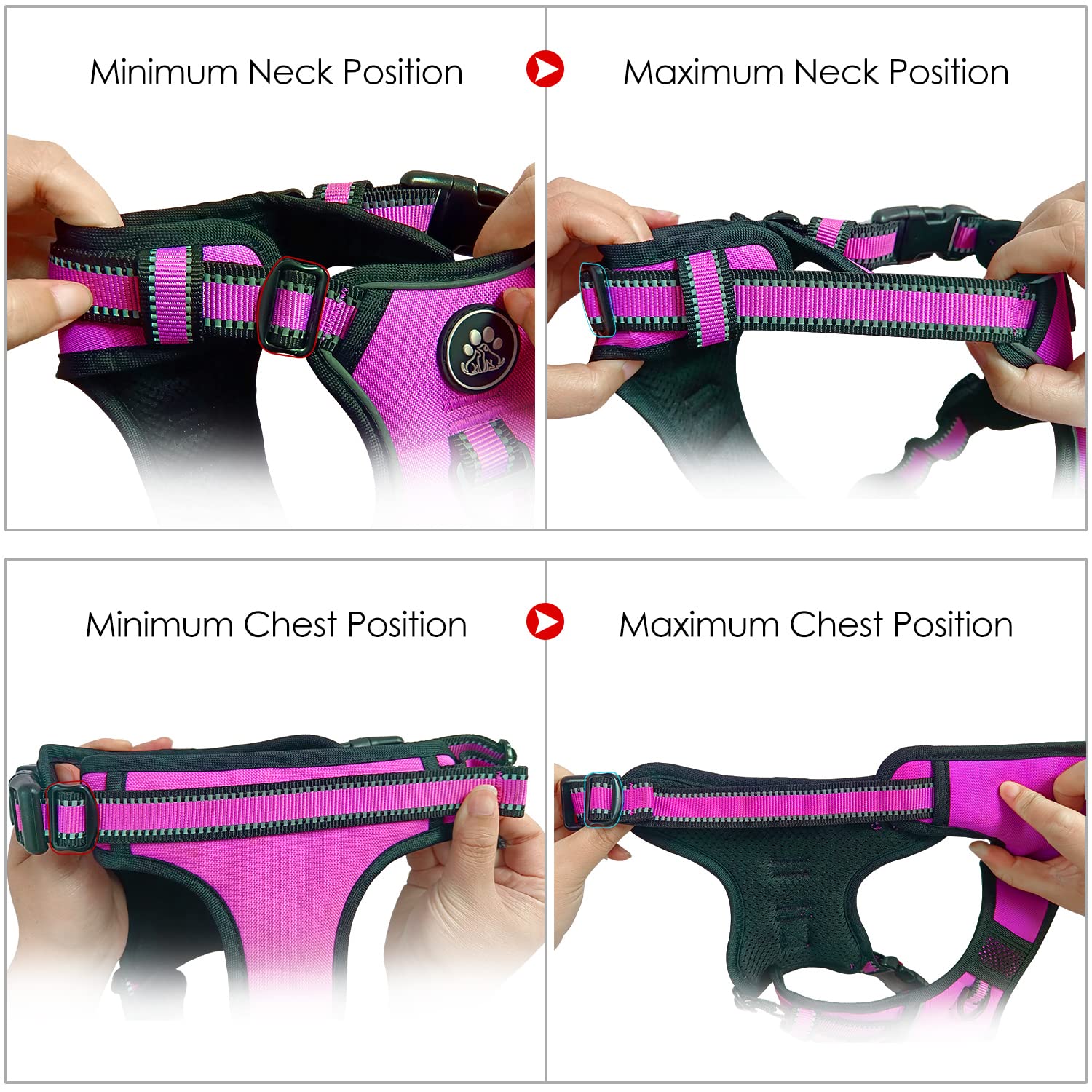 NESTROAD dog harness showing the front and rear leash clips.
