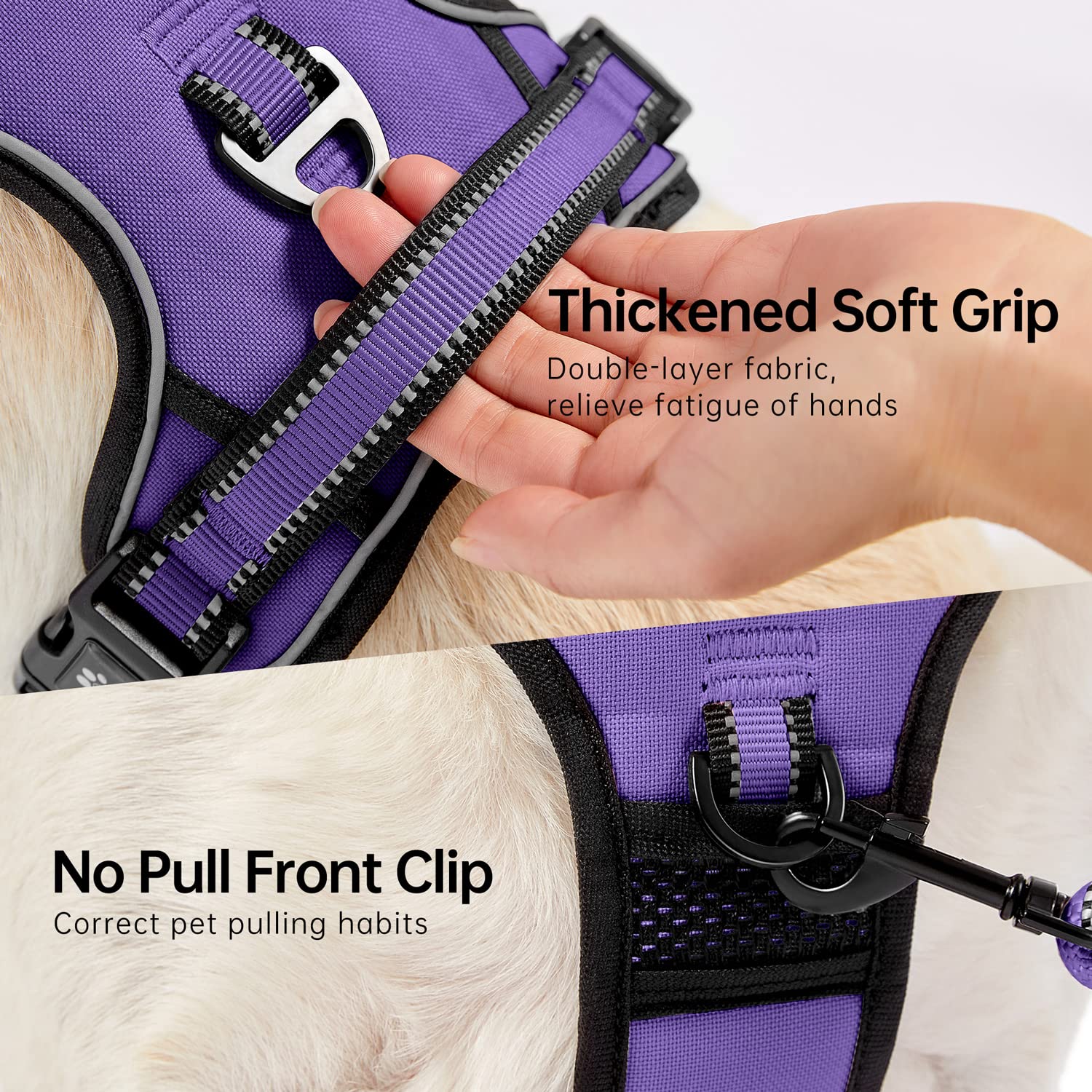 NESTROAD dog harness showing the front leash attachment clip.