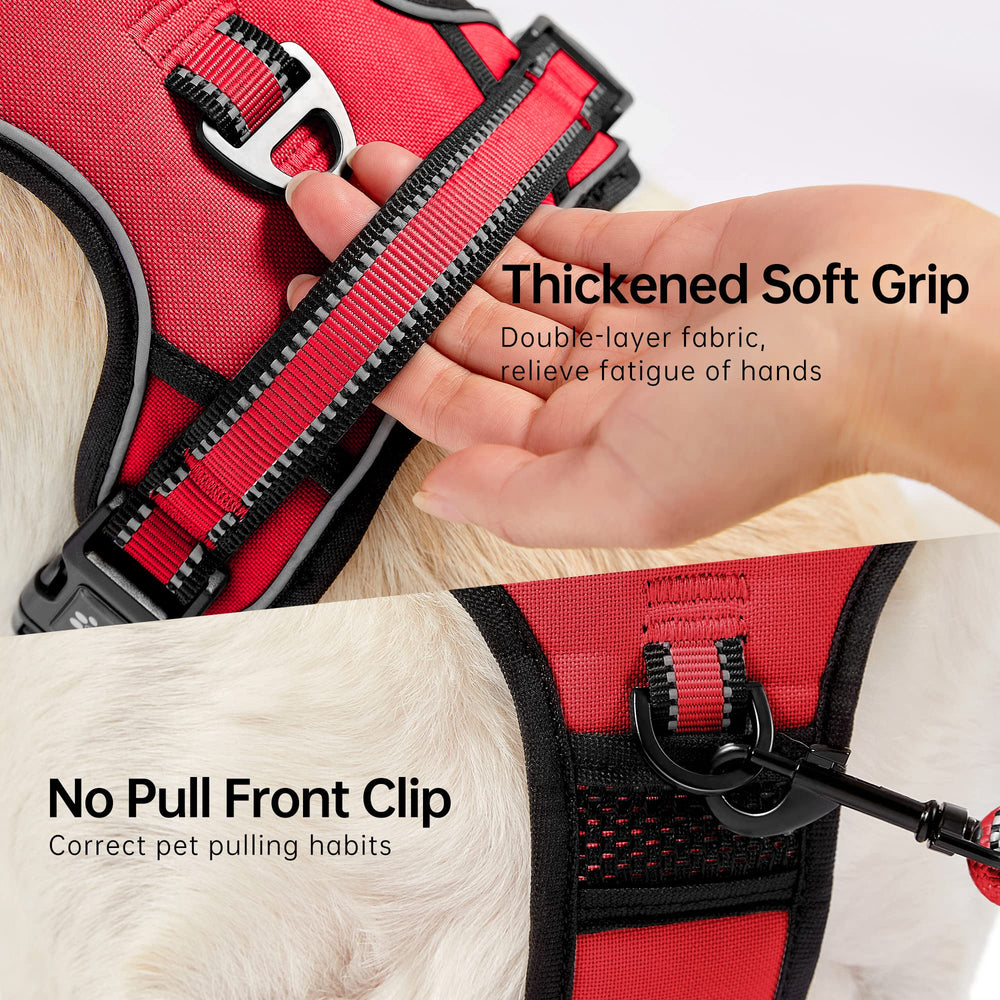 NESTROAD dog harness showing the front leash attachment clip.