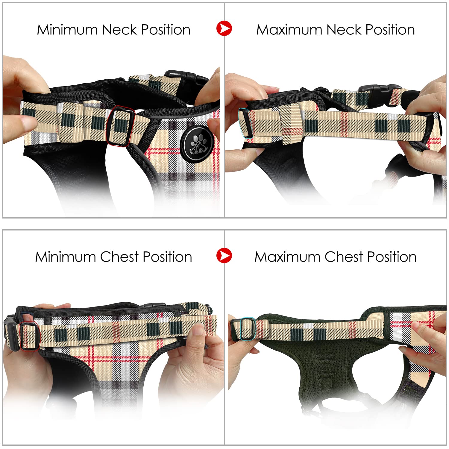 NESTROAD dog harness showing the front and rear leash attachment clips.