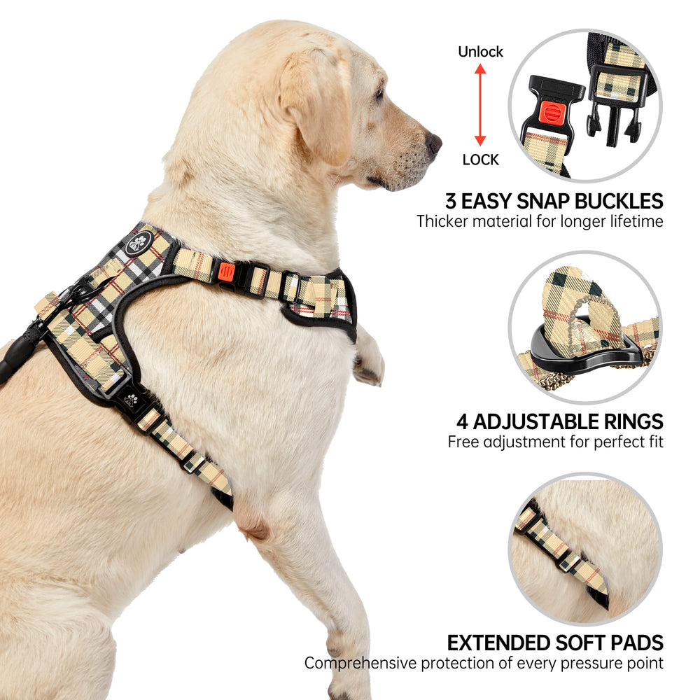 NESTROAD dog harness close-up showing padded contact points and breathable air mesh.
