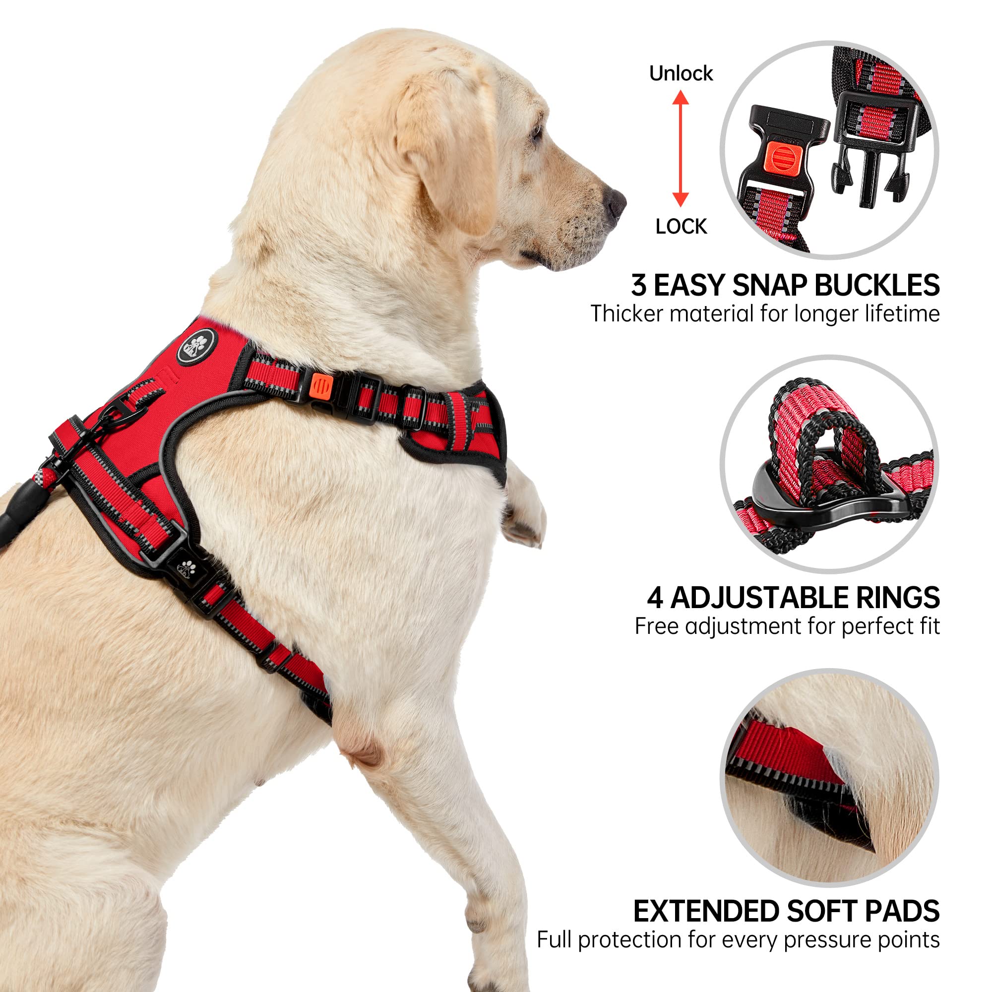 NESTROAD dog harness close-up of the air mesh and pressure-point padding.
