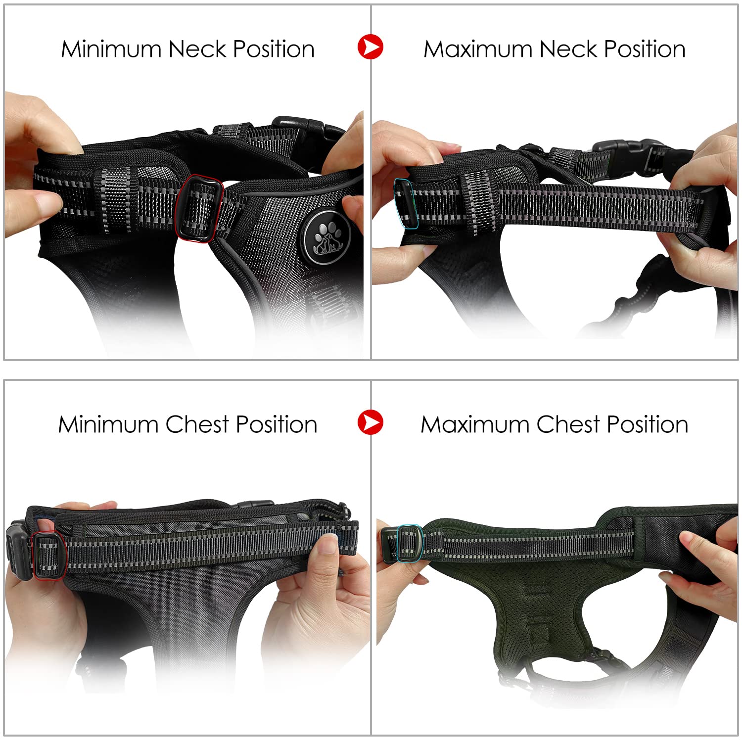 NESTROAD dog harness showing the rear leash attachment clip.