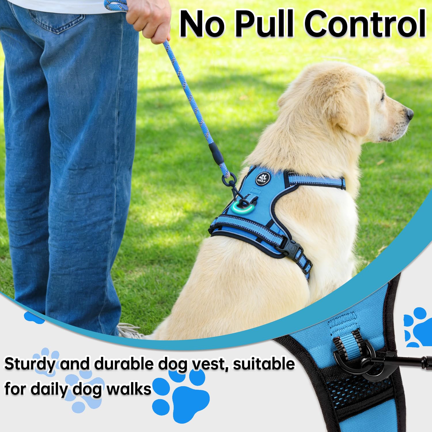 NESTROAD dog harness showing the rear leash attachment clip.