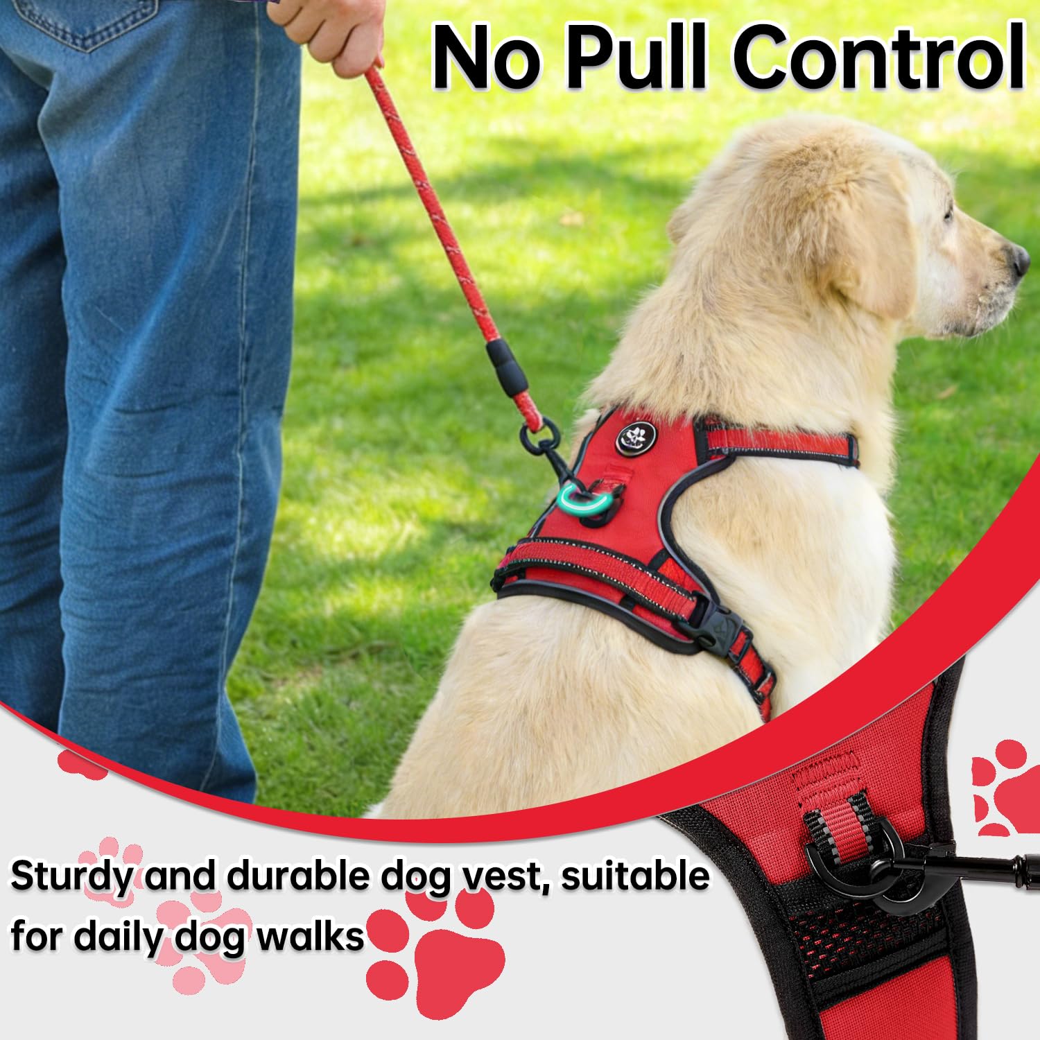 NESTROAD dog harness showing the rear leash attachment clip.