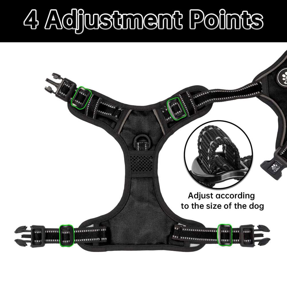 NESTROAD dog harness showing the side neck and chest buckles.