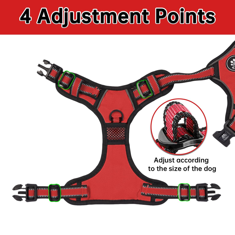 NESTROAD dog harness side-entry design with quick-release buckles.