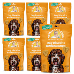 Newman's Own Dog Biscuits shown as a six-bag pack.