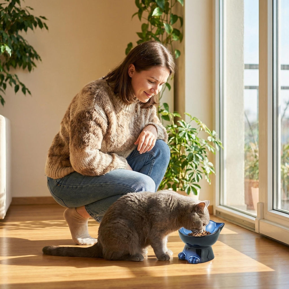 Nihow Elevated Cat Bowl shown at an alternate angle.