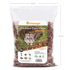 Niteangel coco and cork hamster bedding shown in a close-up of the natural fiber.