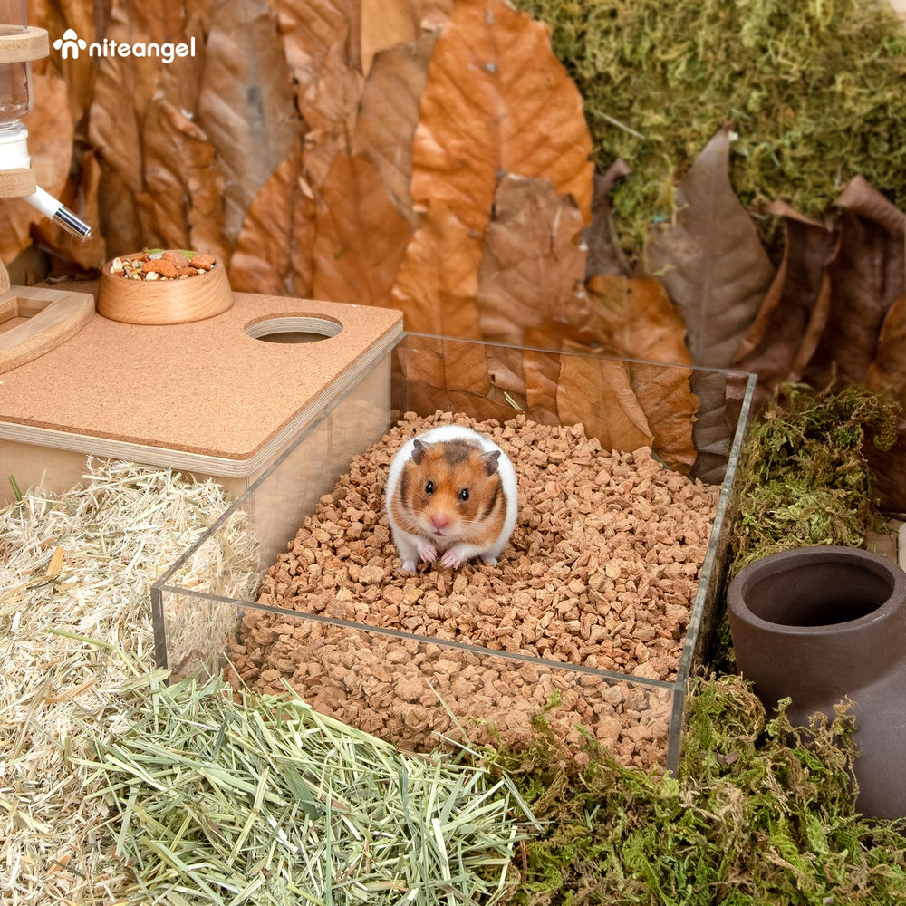Niteangel cork hamster bedding shown from the side.