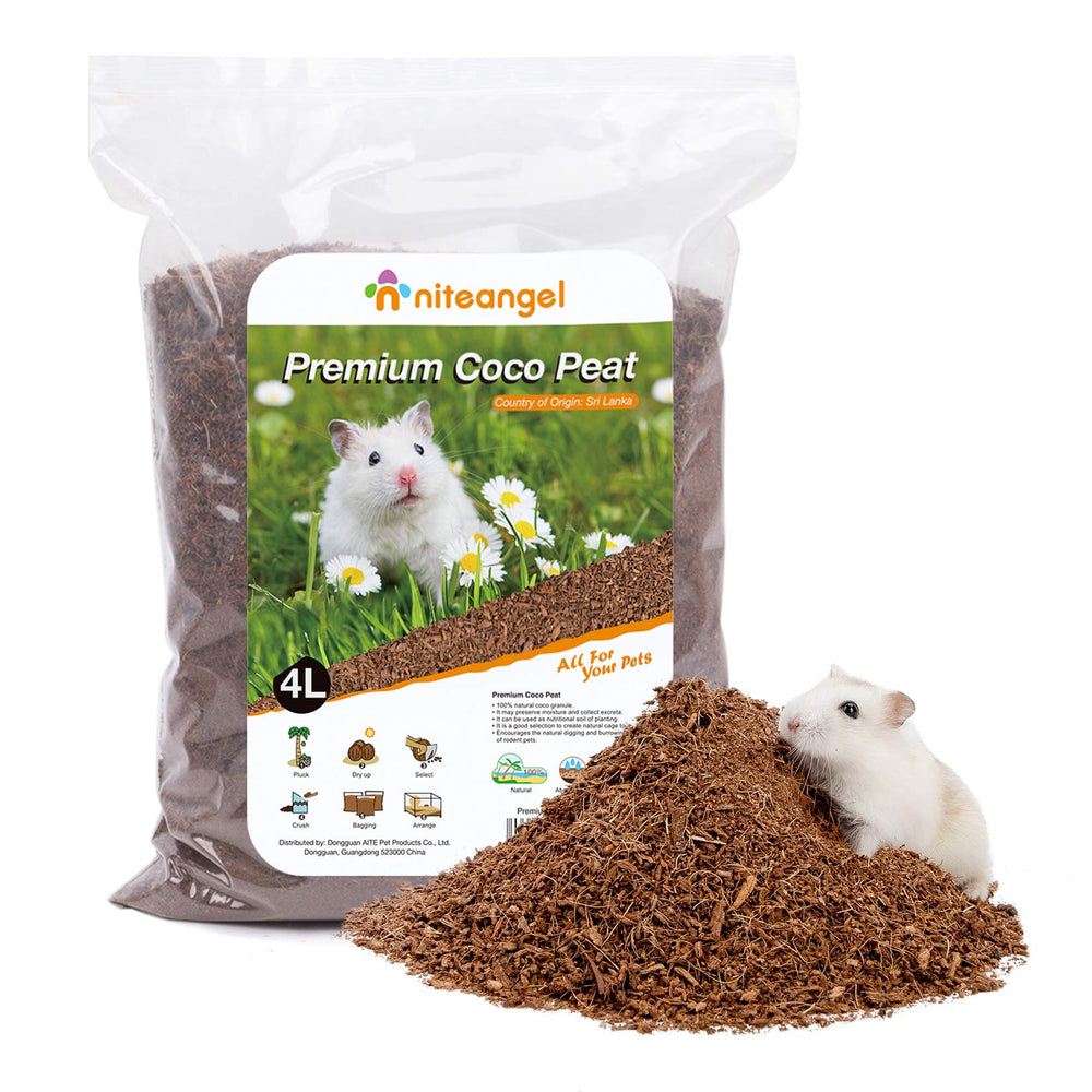 Niteangel hamster bedding shown as a natural coco and cork bedding product.