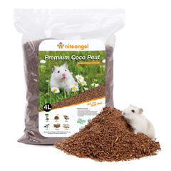Niteangel hamster bedding shown as a natural coco and cork bedding product.