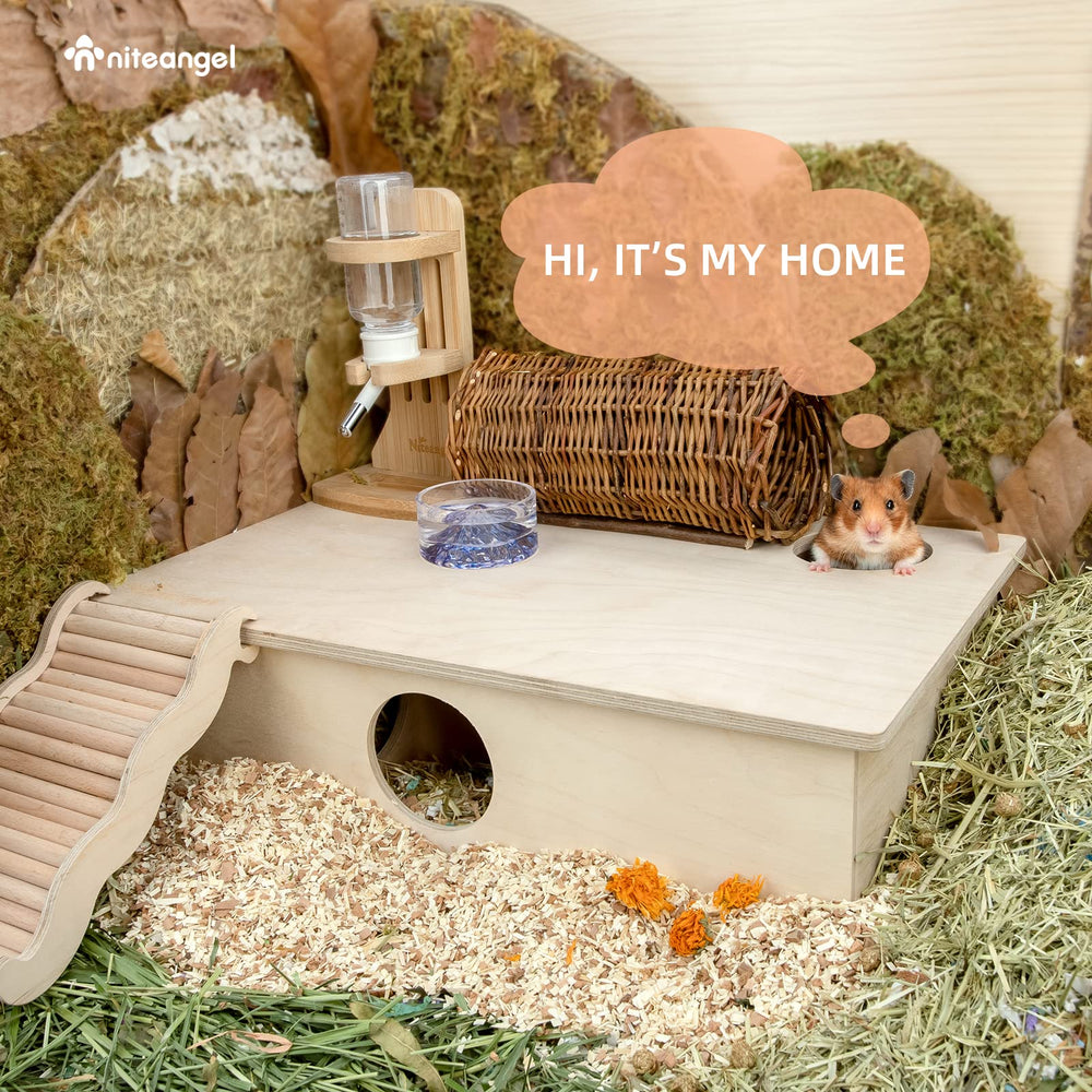 Niteangel hamster house maze shown as a hideout for a hamster.