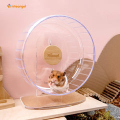 Niteangel hamster exercise wheel acrylic base shown from below.