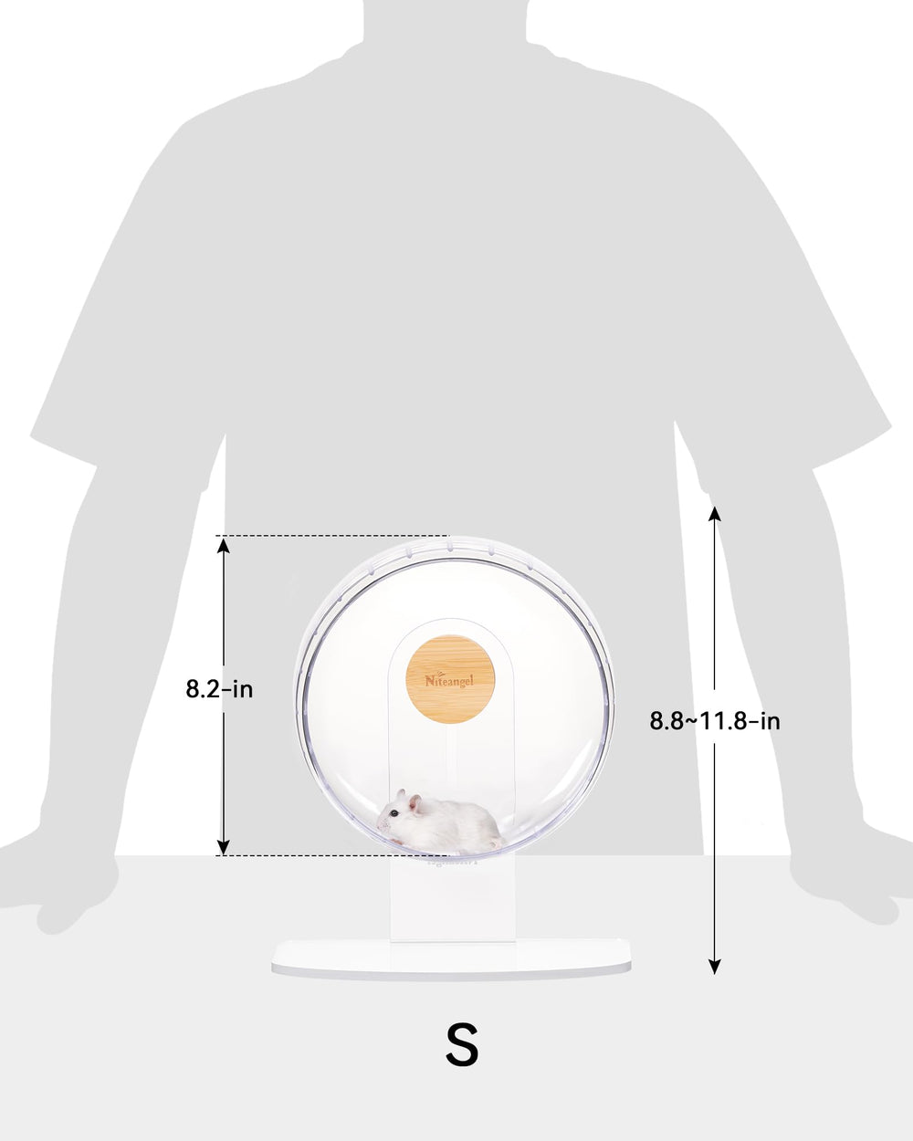 Niteangel hamster exercise wheel highlighting its solid acrylic base.