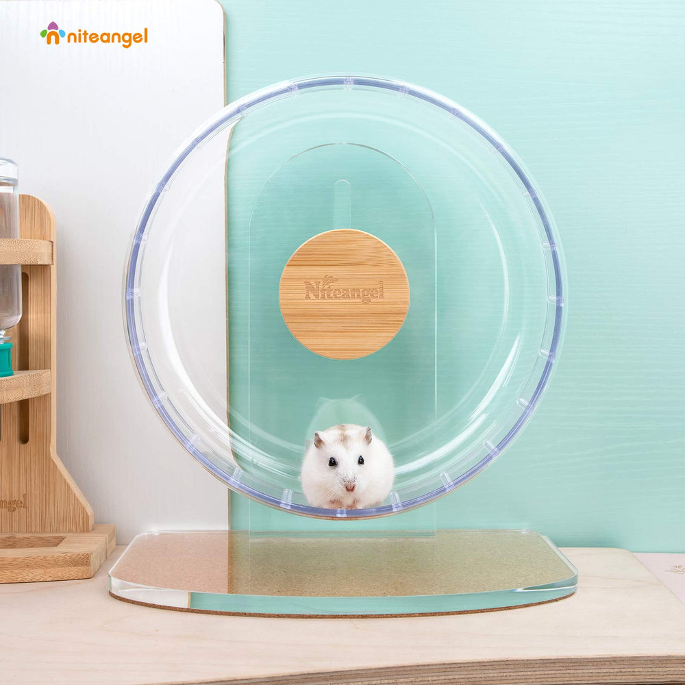 Niteangel hamster exercise wheel showing the adjustable drum height.
