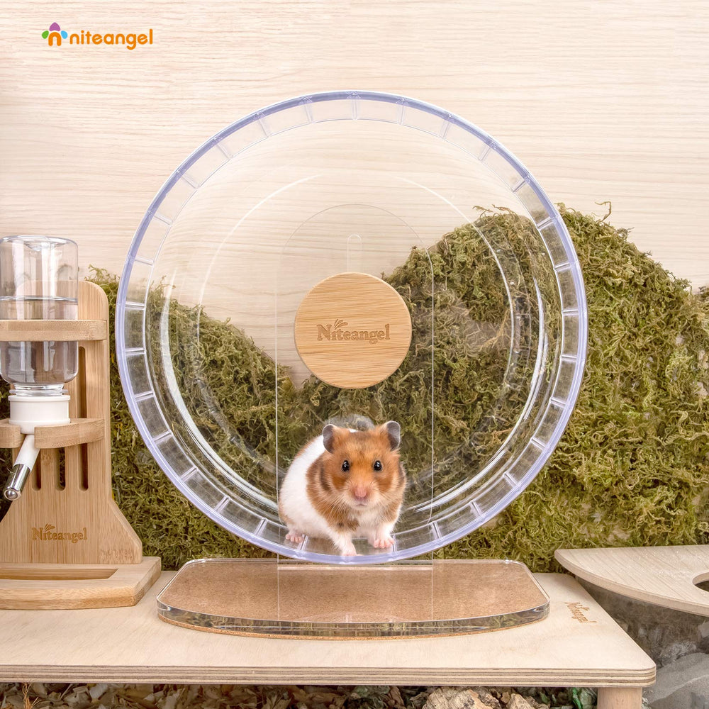 Niteangel hamster exercise wheel with its adjustable height feature.