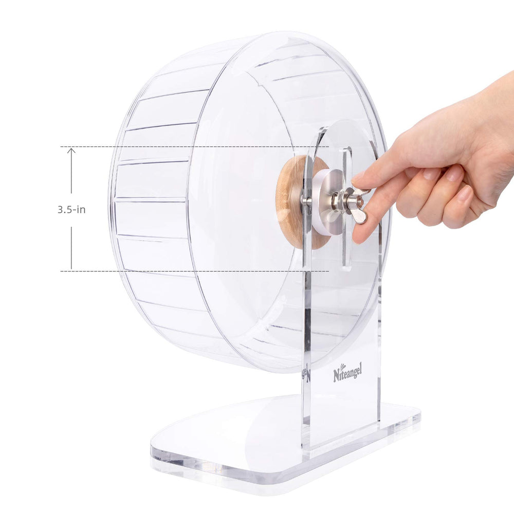 Niteangel hamster exercise wheel positioned in a cage habitat.