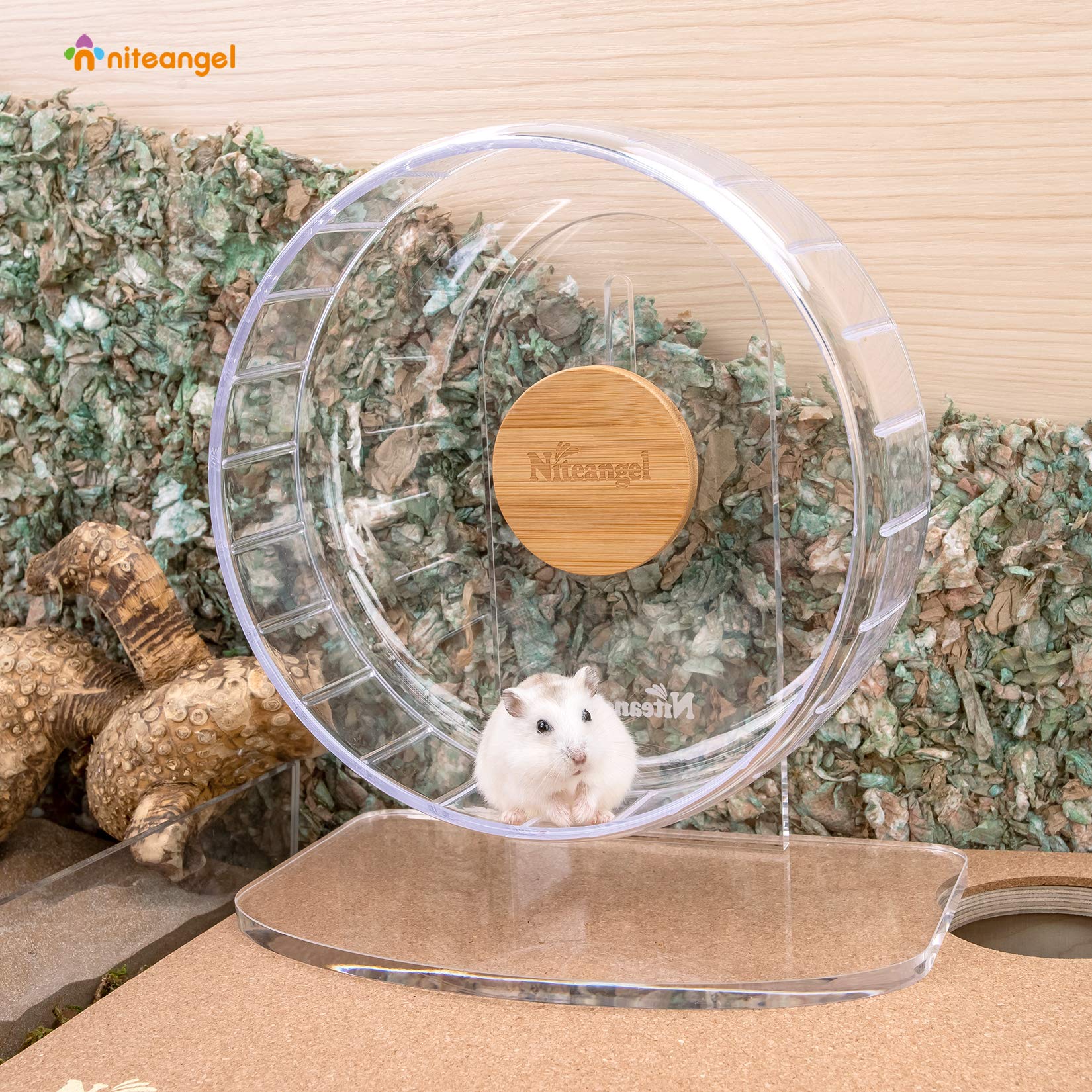 Niteangel hamster exercise wheel close-up showing the wide running track.